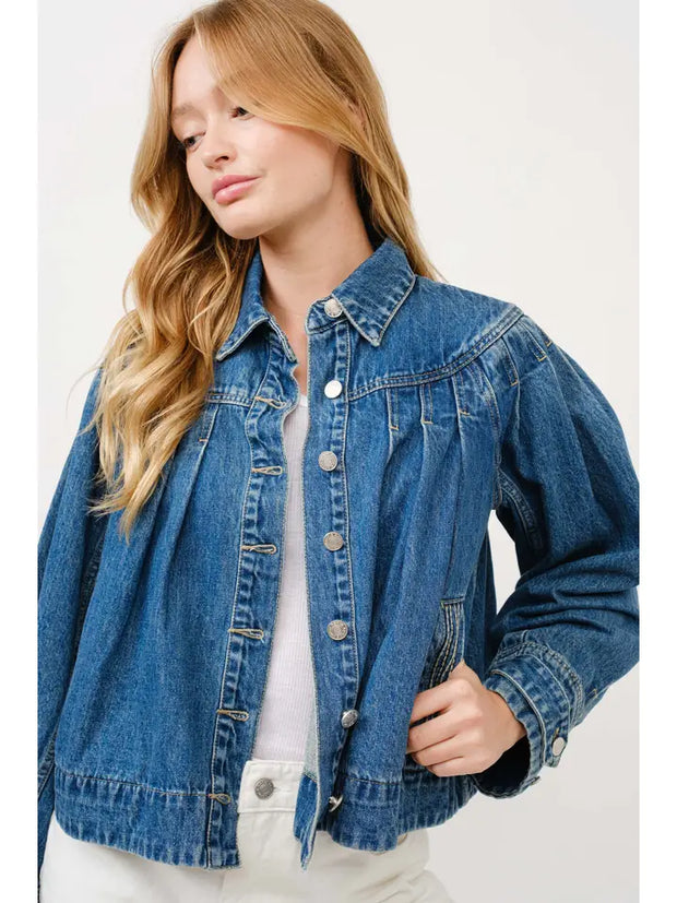 NB Pleated Denim Jacket W/Stitch