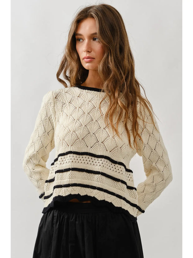 Annie Knit Striped Sweater Top NB