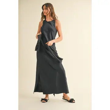 NB Satin Slip Dress with Crochet Knitted Top NB Satin Slip Dress with Crochet Knitted Top