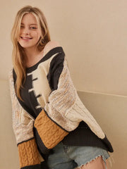 Multi Pattern Color Block  Sweater NB