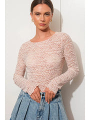 NB Textured Lace Top LT PINK