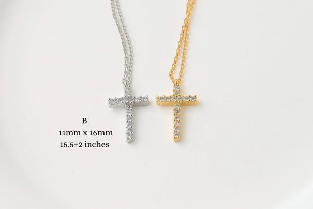 Bee Diamond cross steling silver  necklace B