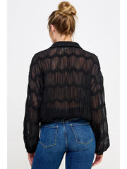 Romantic Sheer Button Front Blouse NB