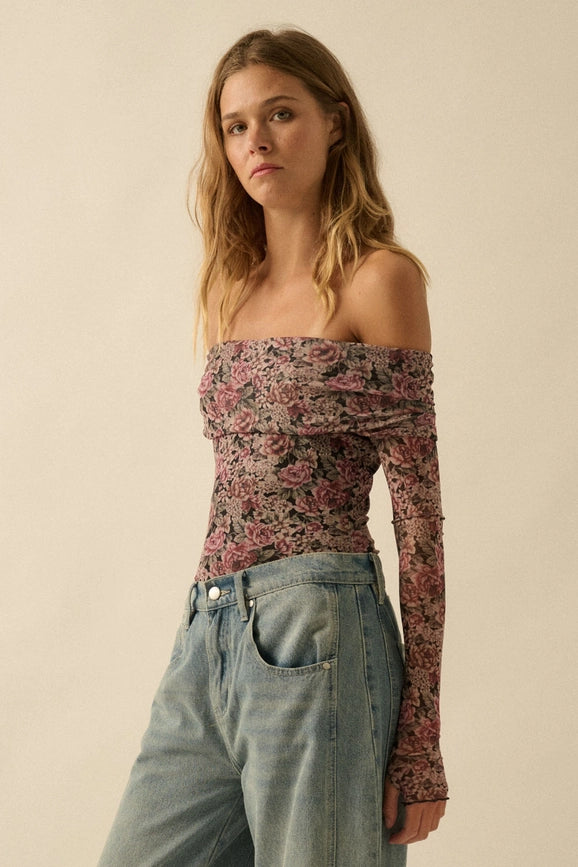 NB Floral Mesh Off-Shoulder Bodysuit