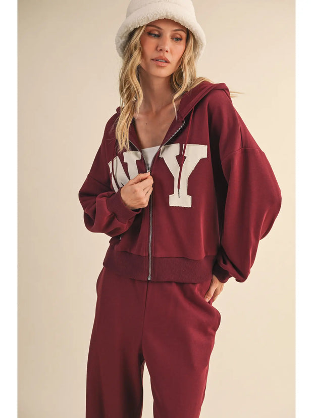 Ny Zip Up Hoodie and Straight Pants Set NB