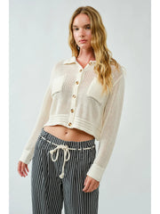 Sara Crocheted Cotton Sweater Cardigan NB