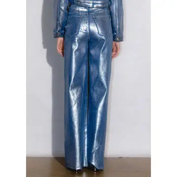 COATED SILVER  JEANS WIDE LEG
