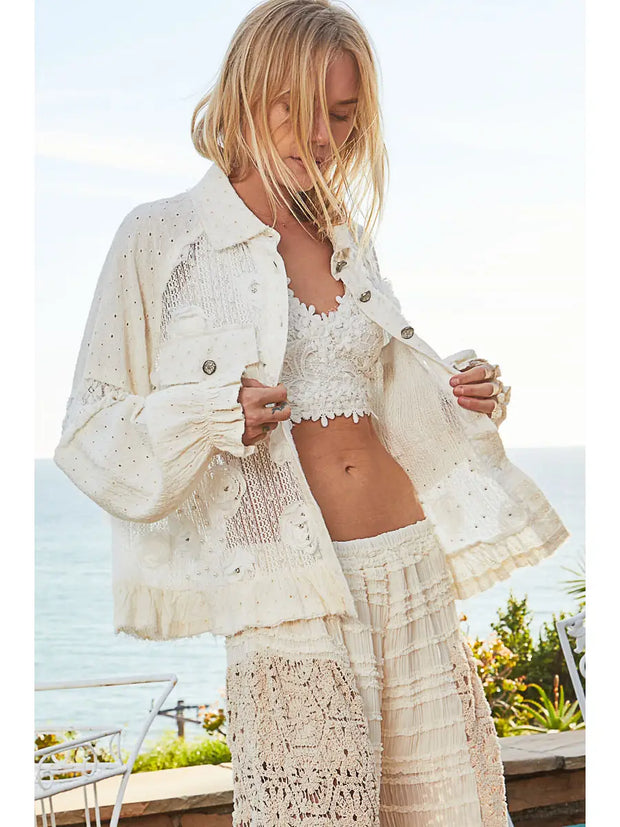 TGS POL Long Balloon Sleeve Flower  JACKET