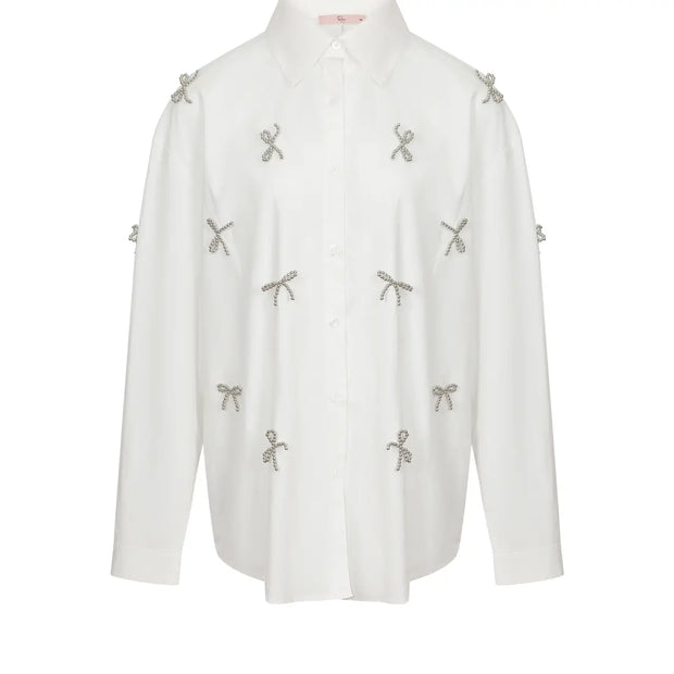 Miley Bow Accent Button Down Shirt NB