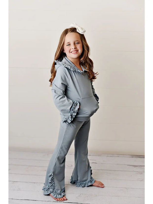 Kids Hooded Ruffle Pocket Lounge Set