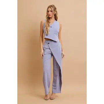 NESSI HEM VEST WIDE PANT SET