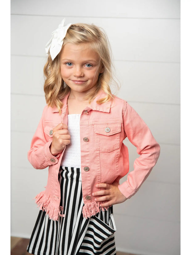 Kids Long Sleeve Fringe Fall Winter Button Jacket
