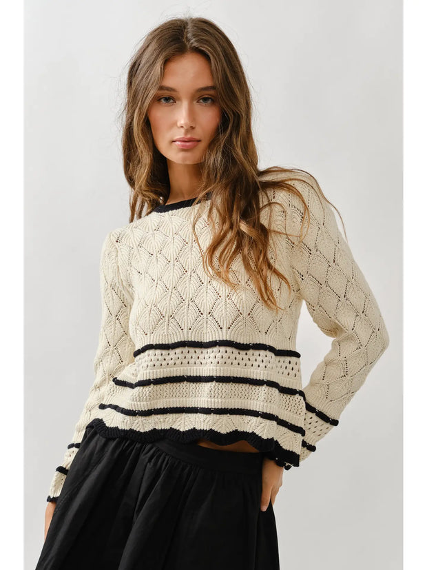 Annie Knit Striped Sweater Top NB