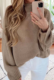 Natalie Mock Neck Taupe Sweater