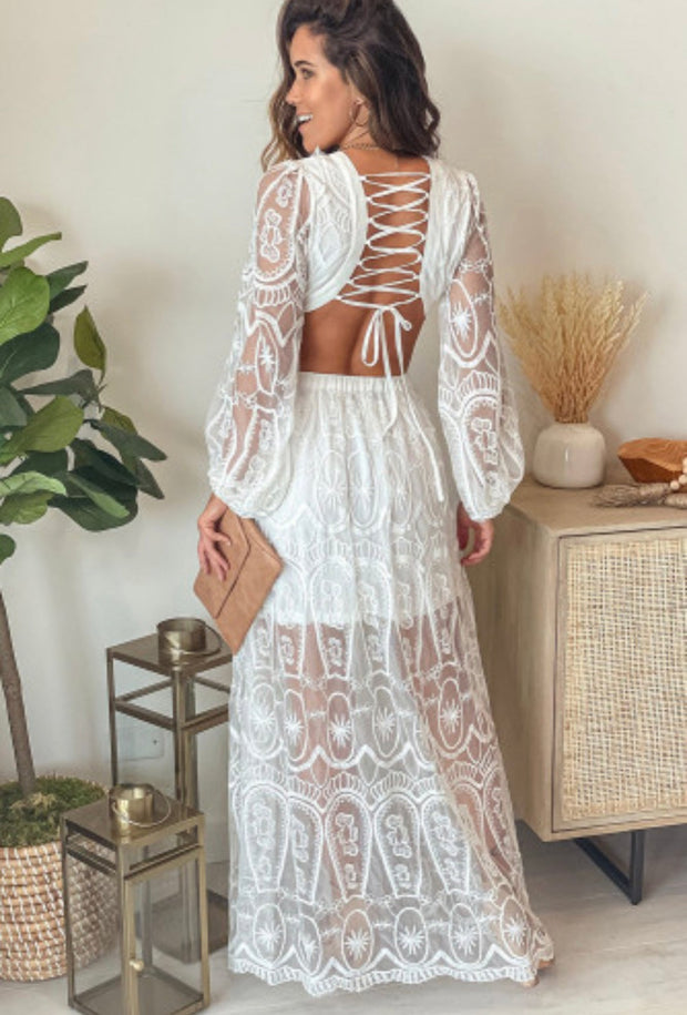 Danielle Lace Floral Long Dress