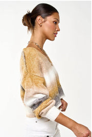 Shelley Multi Color V-Neck Crop Sweater