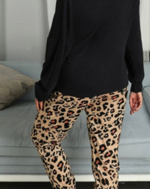 Joelle Casual Leopard Print T-Shirt And Trousers Two-Piece Set