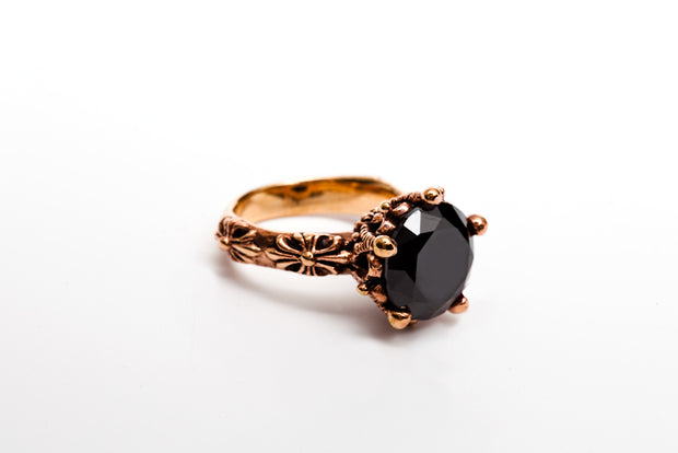 Avenue Chic Onyx Flower Ring - The Gathering Shops