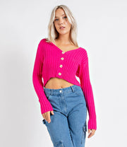 Cindy Cropped Button Down Crop Cardigan