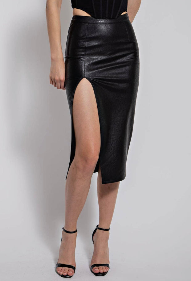 Martina Vegan Leather Midi Skirt