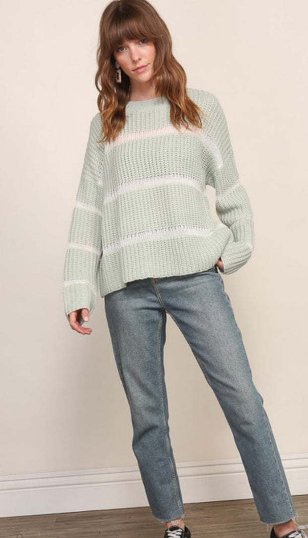 Beatrice Long Sleeve Light Stripped Sweater