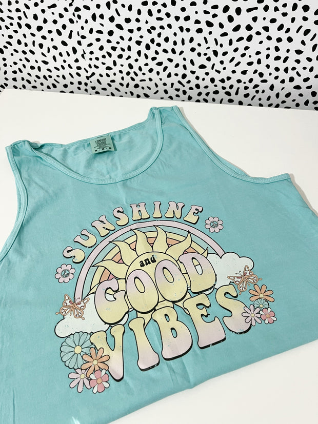 Sunshine and Good Vibes Comfort Colors Tank Top