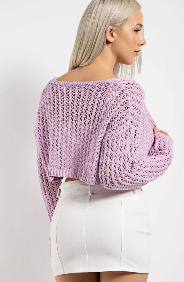 Millie Crochet Long Sleeve Crop Cardigan