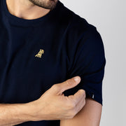 James Bark Men's Navy Crew Neck Jersey T-Shirt - Gold Bark Logo