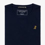James Bark Men's Navy Crew Neck Jersey T-Shirt - Gold Bark Logo