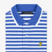 James Bark Men's Blue Striped Polo Shirt - Yellow Bark Logo