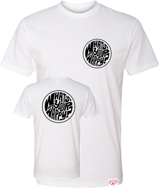Found My Happy - What's Your Happy? Pocket/Back Circle print Tee