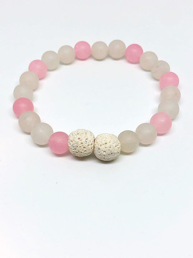 Nolu Jewels White & Pink Quartz Bracelet With White Lava Stone - The Gathering Shops