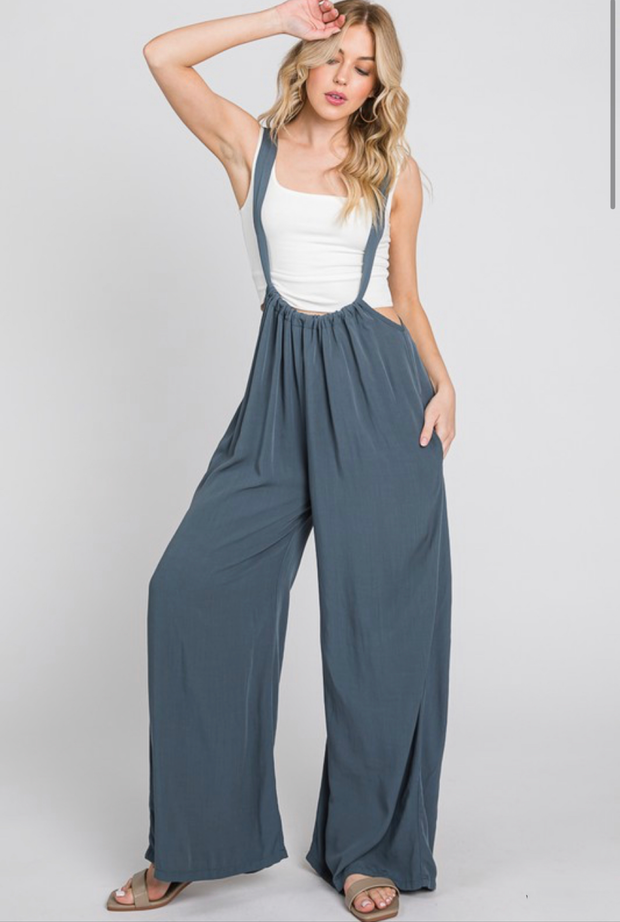 Washed Suspender Style Jumpsuit