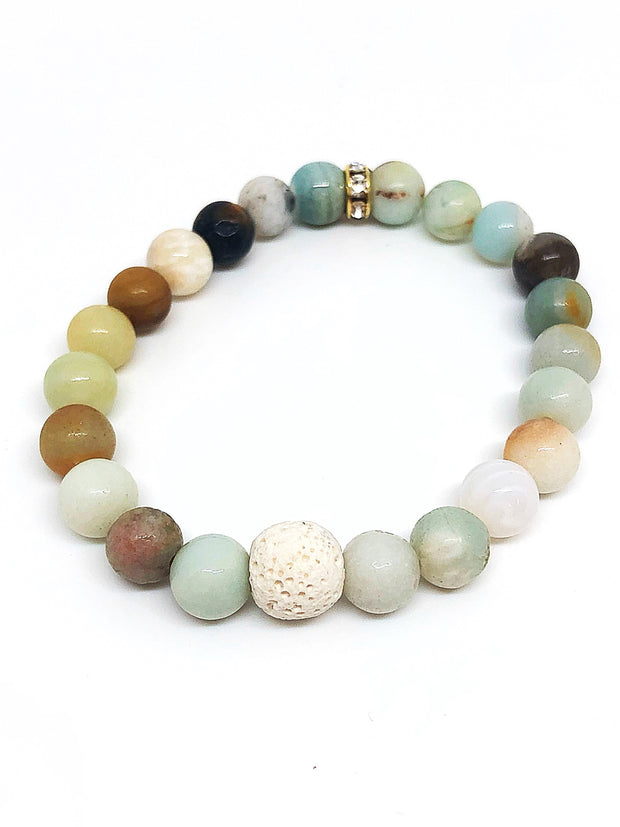 Nolu Jewels Amazonite And White Lava Stone Essential Oil Diffusing Bracelet - The Gathering Shops