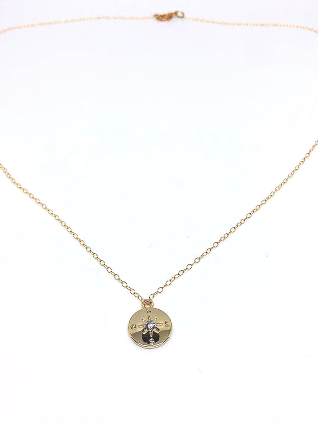 Nolu Jewels Not All Those Who Wander Are Lost 14k Gold Compass Necklace